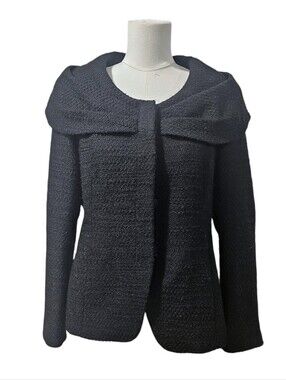 Lafayette 148 New York Black Boucle 100% Wool Jacket Size 10